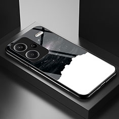 Silicone Frame Fashionable Pattern Mirror Case Cover LS2 for Xiaomi Redmi Note 13 Pro+ Plus 5G Black