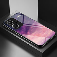 Silicone Frame Fashionable Pattern Mirror Case Cover LS2 for Xiaomi Redmi Note 13 Pro+ Plus 5G Purple