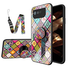 Silicone Frame Fashionable Pattern Mirror Case Cover LS3 for Asus ROG Phone 6 Pro Mixed