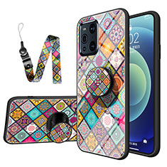 Silicone Frame Fashionable Pattern Mirror Case Cover LS3 for Oppo Find X3 Pro 5G Colorful