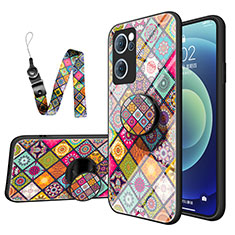 Silicone Frame Fashionable Pattern Mirror Case Cover LS3 for Oppo Find X5 Lite 5G Colorful