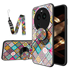 Silicone Frame Fashionable Pattern Mirror Case Cover LS3 for Oppo Find X6 5G Colorful