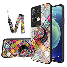 Silicone Frame Fashionable Pattern Mirror Case Cover LS3 for Oppo Reno8 Pro 5G Colorful