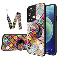 Silicone Frame Fashionable Pattern Mirror Case Cover LS3 for Oppo Reno9 Pro 5G Colorful