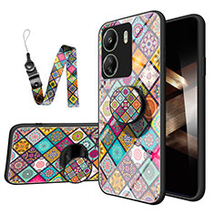 Silicone Frame Fashionable Pattern Mirror Case Cover LS3 for Xiaomi Poco C65 Colorful