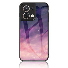 Silicone Frame Fashionable Pattern Mirror Case Cover LS4 for Oppo Reno8 5G Purple