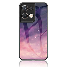Silicone Frame Fashionable Pattern Mirror Case Cover LS4 for Oppo Reno8 Pro 5G Purple
