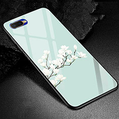 Silicone Frame Fashionable Pattern Mirror Case Cover M01 for Oppo K1 Cyan