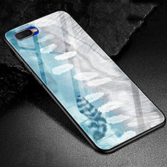 Silicone Frame Fashionable Pattern Mirror Case Cover M01 for Oppo R17 Neo Sky Blue