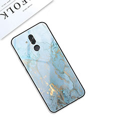 Silicone Frame Fashionable Pattern Mirror Case Cover S01 for Huawei Mate 20 Lite Cyan