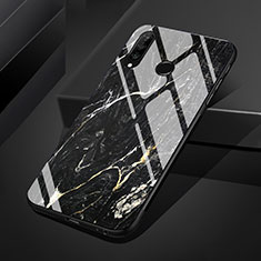 Silicone Frame Fashionable Pattern Mirror Case Cover S01 for Huawei Nova 4e Dark Gray