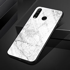 Silicone Frame Fashionable Pattern Mirror Case Cover S01 for Huawei P30 Lite XL White