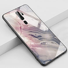 Silicone Frame Fashionable Pattern Mirror Case Cover S01 for Oppo A9 (2020) Gray