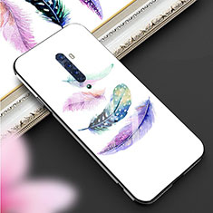 Silicone Frame Fashionable Pattern Mirror Case Cover S01 for Oppo Reno2 White