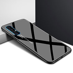 Silicone Frame Fashionable Pattern Mirror Case Cover S01 for Oppo Reno3 Pro Black
