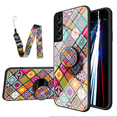 Silicone Frame Fashionable Pattern Mirror Case Cover S01 for Samsung Galaxy S22 5G Colorful