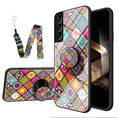 Silicone Frame Fashionable Pattern Mirror Case Cover S01 for Samsung Galaxy S24 5G Colorful