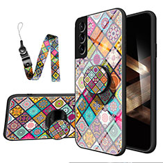 Silicone Frame Fashionable Pattern Mirror Case Cover S01 for Samsung Galaxy S24 5G Mixed