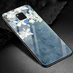 Silicone Frame Fashionable Pattern Mirror Case Cover S02 for Huawei Mate 20 X 5G Blue