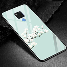 Silicone Frame Fashionable Pattern Mirror Case Cover S02 for Huawei Mate 20 X 5G Cyan