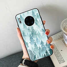 Silicone Frame Fashionable Pattern Mirror Case Cover S02 for Huawei Mate 30 5G Sky Blue