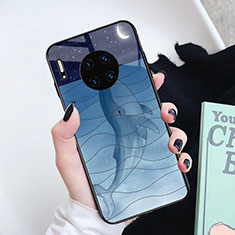 Silicone Frame Fashionable Pattern Mirror Case Cover S02 for Huawei Mate 30 Pro Blue