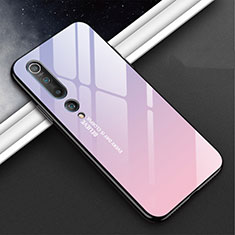 Silicone Frame Fashionable Pattern Mirror Case Cover S02 for Xiaomi Mi 10 Purple