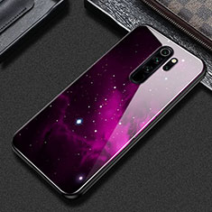 Silicone Frame Fashionable Pattern Mirror Case Cover S02 for Xiaomi Redmi Note 8 Pro Purple