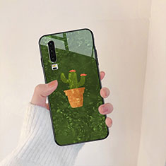 Silicone Frame Fashionable Pattern Mirror Case Cover S04 for Huawei P30 Green