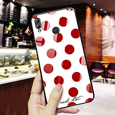 Silicone Frame Fashionable Pattern Mirror Case for Huawei Honor 8X Red