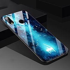 Silicone Frame Fashionable Pattern Mirror Case for Huawei P20 Lite Blue