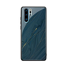 Silicone Frame Fashionable Pattern Mirror Case K01 for Huawei P30 Pro Blue