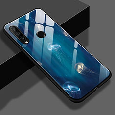 Silicone Frame Fashionable Pattern Mirror Case S01 for Huawei Nova 4e Blue