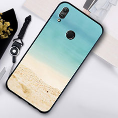 Silicone Frame Fashionable Pattern Mirror Case S02 for Huawei Honor 10 Lite Cyan