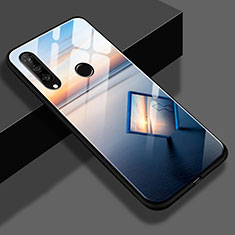 Silicone Frame Fashionable Pattern Mirror Case S02 for Huawei Nova 4e Blue