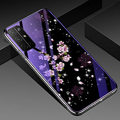 Silicone Frame Flowers Mirror Case Cover for Huawei Honor 30S Purple