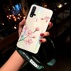 Silicone Frame Flowers Mirror Case Cover for Huawei Nova 5 Pro Pink
