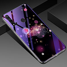 Silicone Frame Flowers Mirror Case Cover for Huawei Nova 5i Purple