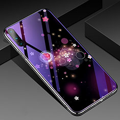 Silicone Frame Flowers Mirror Case Cover for Huawei Y9s Purple
