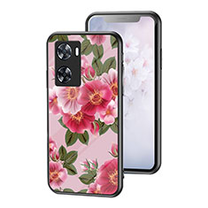 Silicone Frame Flowers Mirror Case Cover for Oppo A77s Red