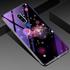 Silicone Frame Flowers Mirror Case Cover for Oppo A9 (2020) Purple