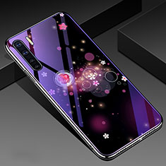 Silicone Frame Flowers Mirror Case Cover for Oppo A91 Purple