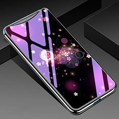 Silicone Frame Flowers Mirror Case Cover for Oppo Find X Super Flash Edition Purple