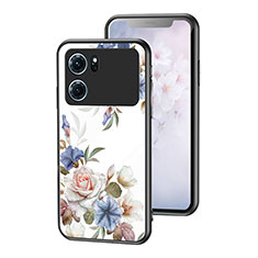 Silicone Frame Flowers Mirror Case Cover for Oppo K10 5G White