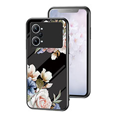 Silicone Frame Flowers Mirror Case Cover for Oppo K10 Pro 5G Black