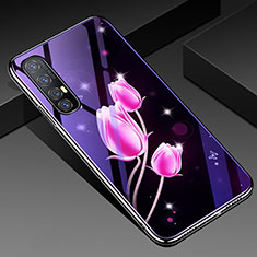 Silicone Frame Flowers Mirror Case Cover for Oppo Reno3 Pro Hot Pink