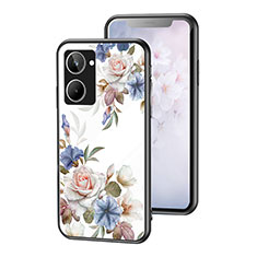 Silicone Frame Flowers Mirror Case Cover for Realme 10 4G White