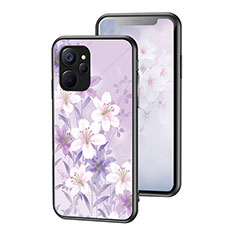 Silicone Frame Flowers Mirror Case Cover for Realme 10 5G Clove Purple