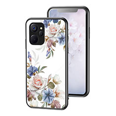 Silicone Frame Flowers Mirror Case Cover for Realme 10 5G White