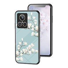 Silicone Frame Flowers Mirror Case Cover for Realme GT2 Master Explorer Cyan